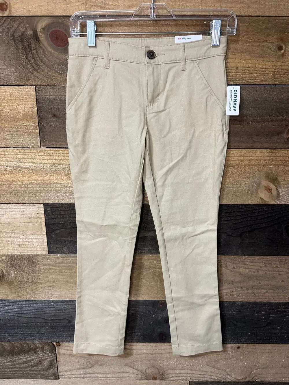 OLD NAVY Girls’ Skinny Stretch Adjustable Waist Khaki Uniform Pants Size 10 NWT